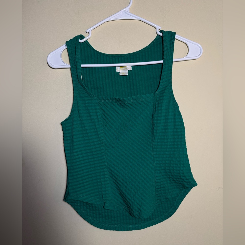 Anthropologie Emerald Green Ribbed Tank Top
